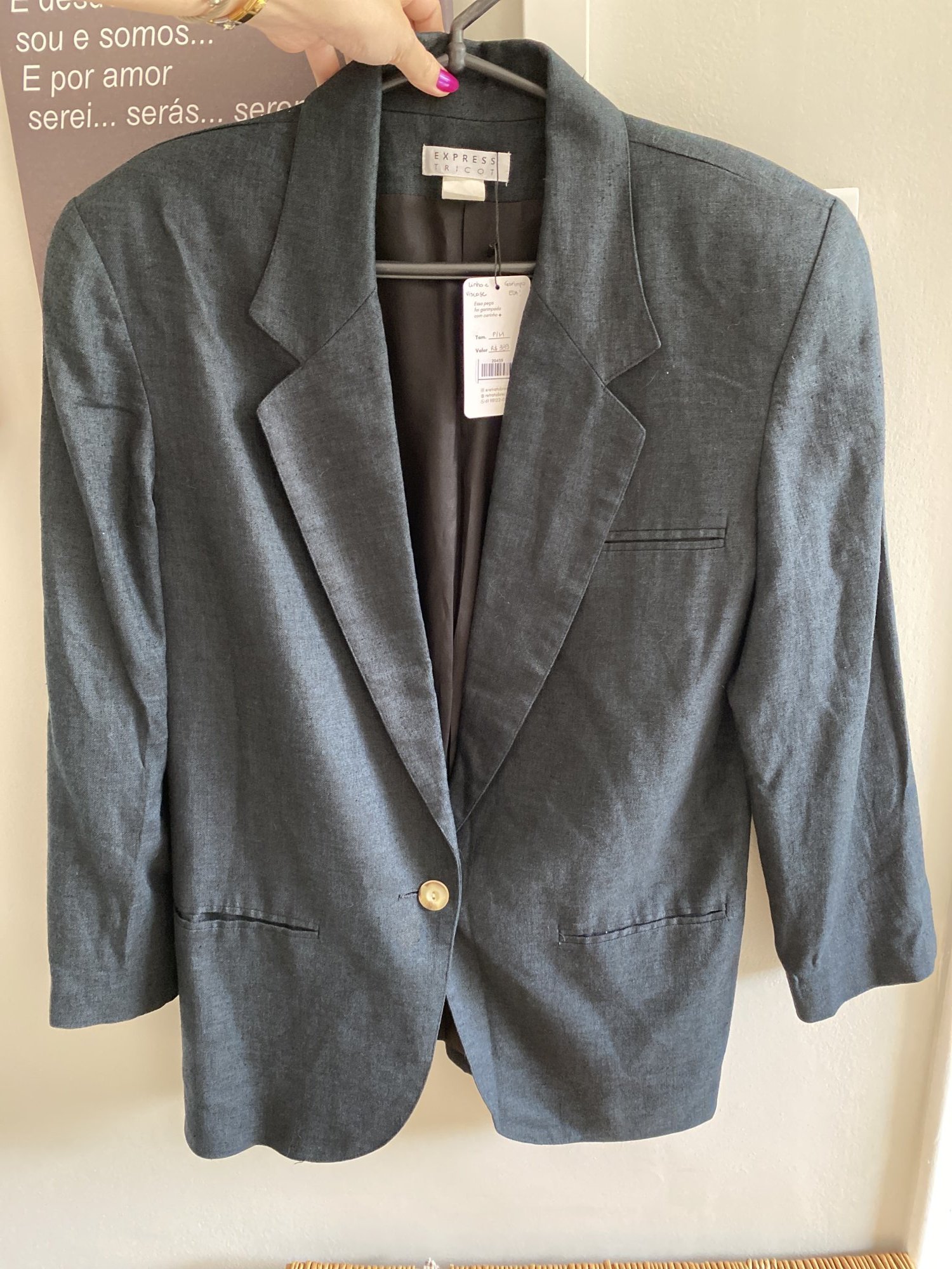 Blazer chumbo cinza Express Tricô linho viscose - M tamanho M - foto principal